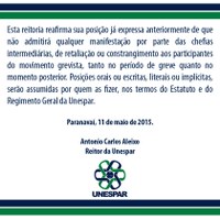 Reitoria emite nota contra retaliações ao movimento grevista