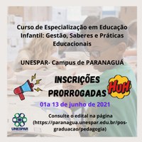 Notícia - Inscrições Prorrogadas: Pós-graduação Pedagogias do