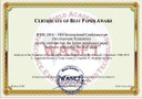 Reprodução do certificação da premiação recebida durante o Waset, em Dubai