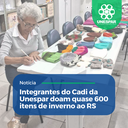 Integrantes do Cadi da Unespar doam quase 600 itens de inverno ao RS