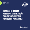 Mestrado de Ciências Ambientais abre inscrições em processo seletivo para contratação de professores permanentes em Paranaguá.png
