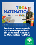 A premiação refere-se ao desempenho no desafio realizado durante o 8º Simpósio Nacional da Formação do Professor de Matemática
