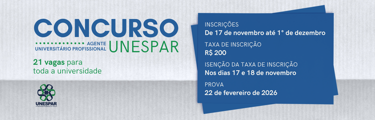 Unespar abre concurso público para agentes universitários com vagas em todos os campi e reitoria