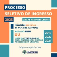 Processo Seletivo - Vagas remanescentes 2024