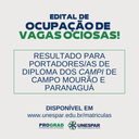 Vagas Ociosas: Unespar divulga resultado para portadores/as de diploma dos campi de Campo Mourão e Paranaguá